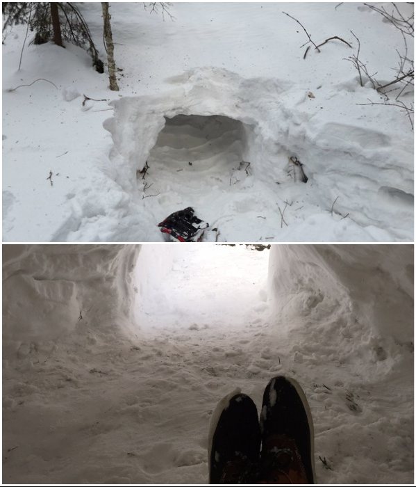 Самый быстрый способ обзавестись жильем – сделать иглу в большом сугробе снега. | Фото: nepropadu.ru/ drive2.ru.