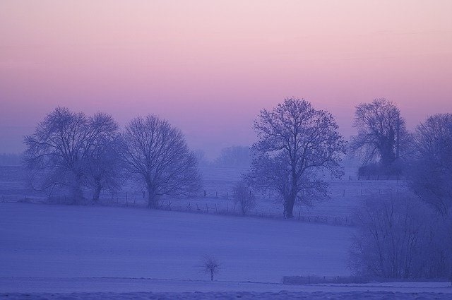 Восход, мороз, фото